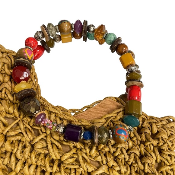 Cappelli straw beaded handle summer spring bag purse handbag tote Vintage - Picture 7 of 13